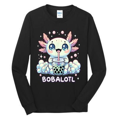 Axolotl Bubble Tea Anime Kawaii Cute Axolotl Tall Long Sleeve T-Shirt