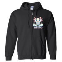 Axolotl Bubble Tea Anime Kawaii Cute Axolotl Full Zip Hoodie