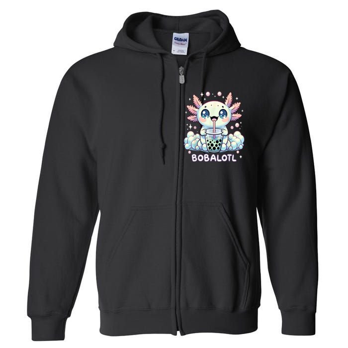 Axolotl Bubble Tea Anime Kawaii Cute Axolotl Full Zip Hoodie