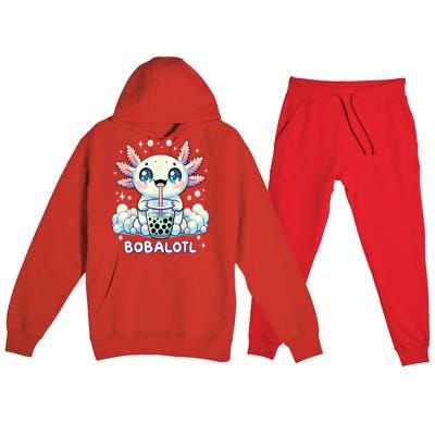 Axolotl Bubble Tea Anime Kawaii Cute Axolotl Premium Hooded Sweatsuit Set