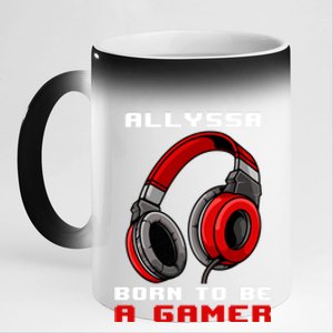 Allyssa Born To Be A Gamer Personalized Gift 11oz Black Color Changing Mug