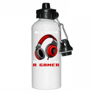 Allyssa Born To Be A Gamer Personalized Gift Aluminum Water Bottle