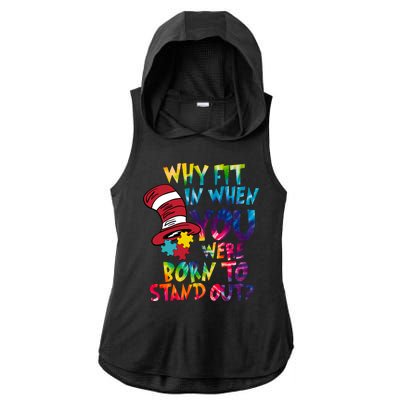 Autism Born To Stand Out Ladies PosiCharge Tri-Blend Wicking Draft Hoodie Tank