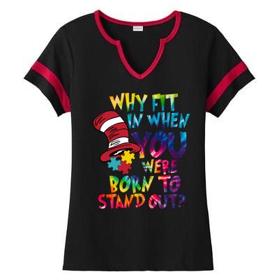 Autism Born To Stand Out Ladies Halftime Notch Neck Tee