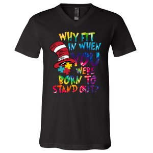 Autism Born To Stand Out V-Neck T-Shirt