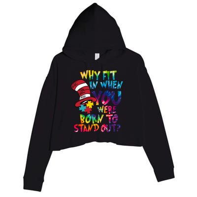 Autism Born To Stand Out Crop Fleece Hoodie