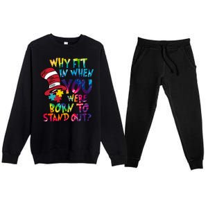 Autism Born To Stand Out Premium Crewneck Sweatsuit Set