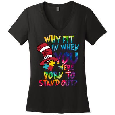 Autism Born To Stand Out Women's V-Neck T-Shirt