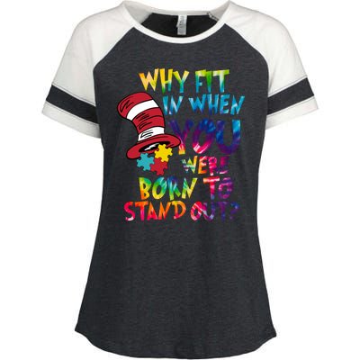 Autism Born To Stand Out Enza Ladies Jersey Colorblock Tee