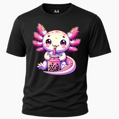 Axolotl Boba Tea Bubble Tea Anime Cute Kawaii Axolotl Cooling Performance Crew T-Shirt