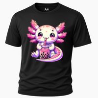 Axolotl Boba Tea Bubble Tea Anime Cute Kawaii Axolotl Cooling Performance Crew T-Shirt
