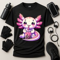 Axolotl Boba Tea Bubble Tea Anime Cute Kawaii Axolotl Cooling Performance Crew T-Shirt