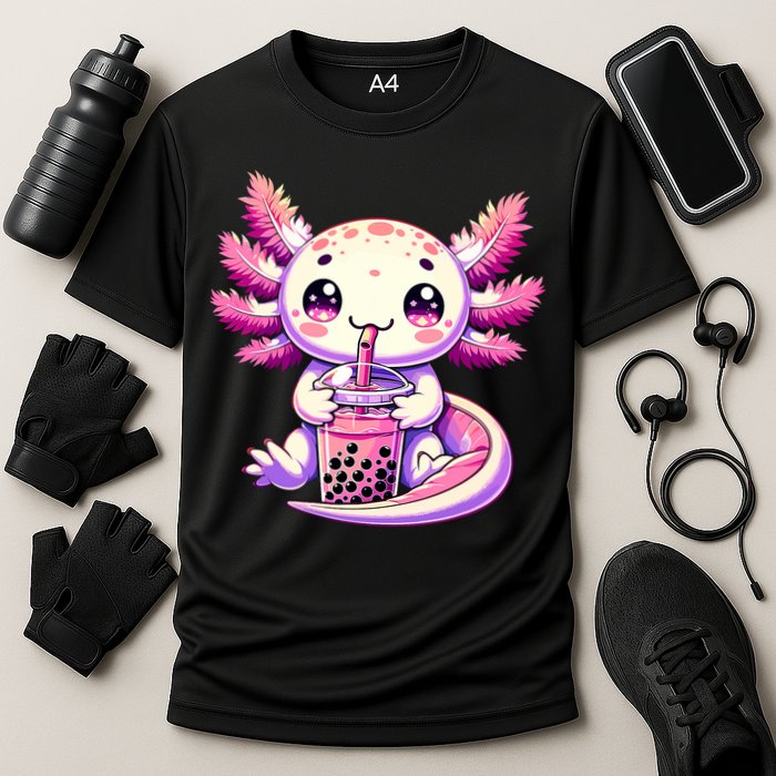 Axolotl Boba Tea Bubble Tea Anime Cute Kawaii Axolotl Cooling Performance Crew T-Shirt