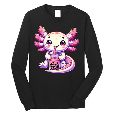 Axolotl Boba Tea Bubble Tea Anime Cute Kawaii Axolotl Long Sleeve Shirt