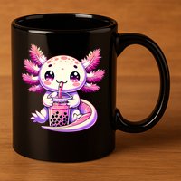 Axolotl Boba Tea Bubble Tea Anime Cute Kawaii Axolotl 11oz C Handle Ceramic Mug