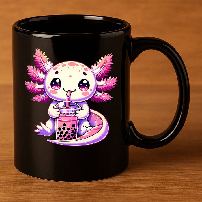 Axolotl Boba Tea Bubble Tea Anime Cute Kawaii Axolotl 11oz C Handle Ceramic Mug