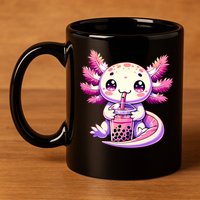 Axolotl Boba Tea Bubble Tea Anime Cute Kawaii Axolotl 11oz C Handle Ceramic Mug