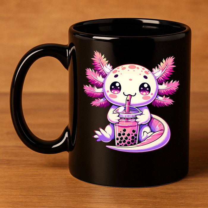Axolotl Boba Tea Bubble Tea Anime Cute Kawaii Axolotl 11oz C Handle Ceramic Mug