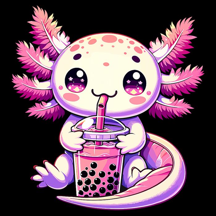 Axolotl Boba Tea Bubble Tea Anime Cute Kawaii Axolotl Drawstring Bag