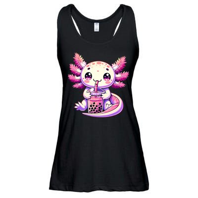 Axolotl Boba Tea Bubble Tea Anime Cute Kawaii Axolotl Ladies Essential Flowy Tank