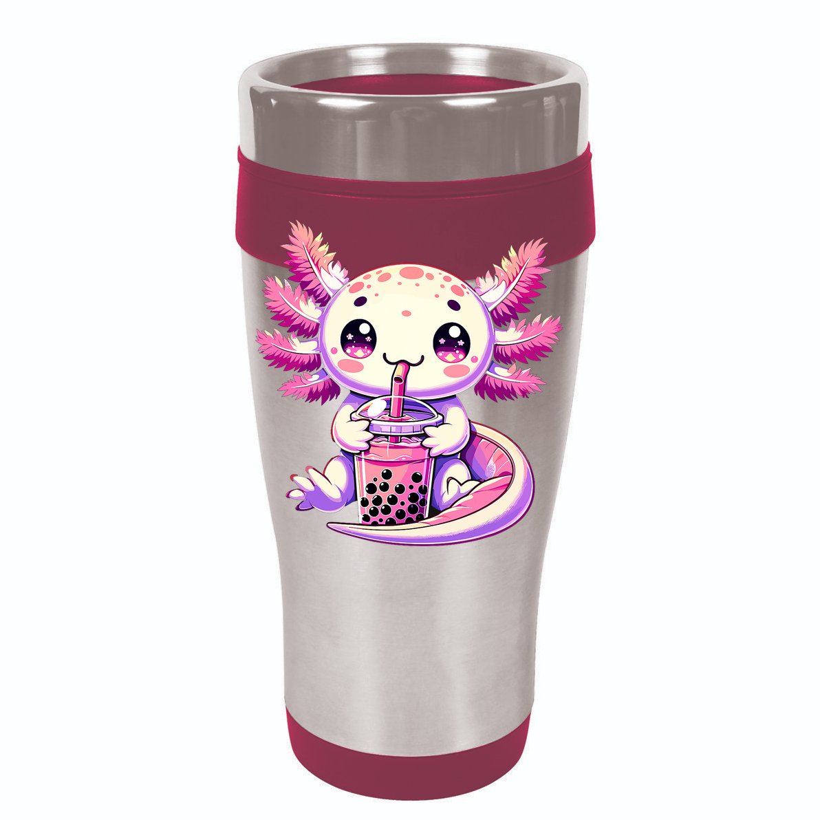 Axolotl Boba Tea Bubble Tea Anime Cute Kawaii Axolotl Flat Bill Trucker Hat