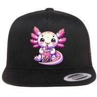 Axolotl Boba Tea Bubble Tea Anime Cute Kawaii Axolotl Flat Bill Trucker Hat