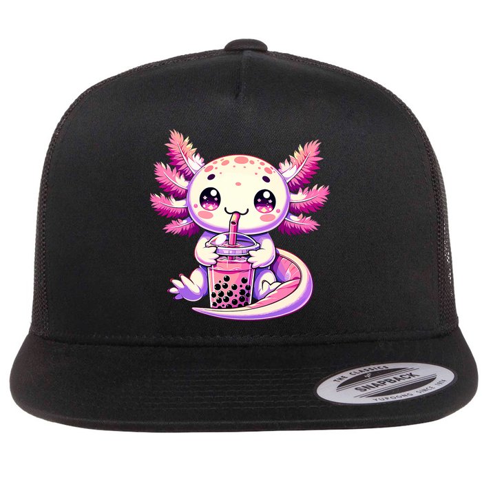 Axolotl Boba Tea Bubble Tea Anime Cute Kawaii Axolotl Flat Bill Trucker Hat