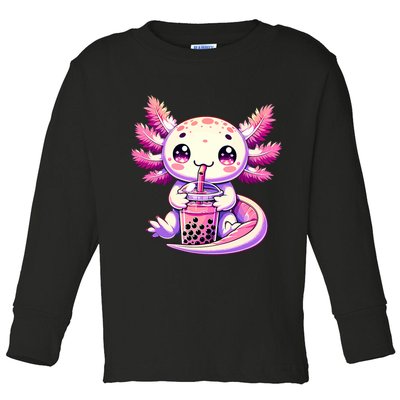 Axolotl Boba Tea Bubble Tea Anime Cute Kawaii Axolotl Toddler Long Sleeve Shirt