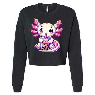 Axolotl Boba Tea Bubble Tea Anime Cute Kawaii Axolotl Cropped Pullover Crew