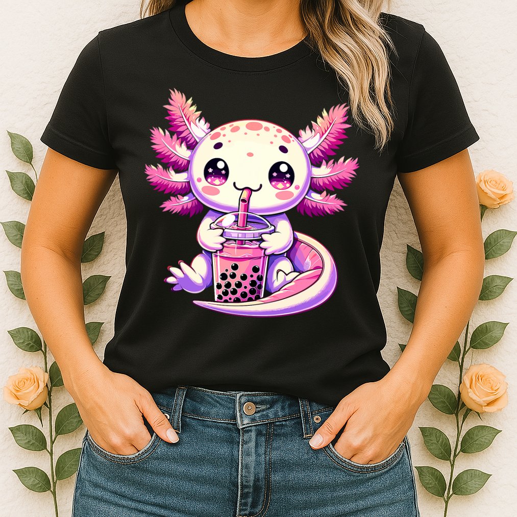 Axolotl Boba Tea Bubble Tea Anime Cute Kawaii Axolotl Womens T-Shirt