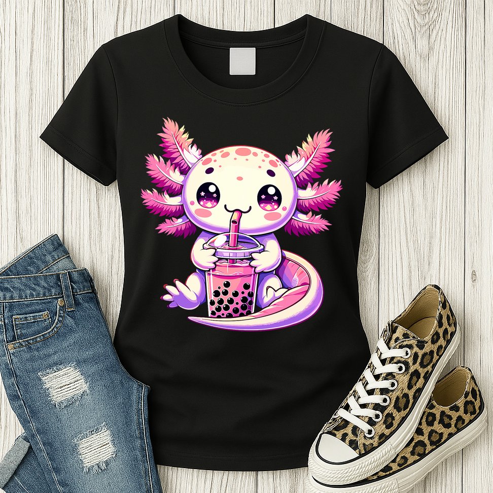 Axolotl Boba Tea Bubble Tea Anime Cute Kawaii Axolotl Womens T-Shirt