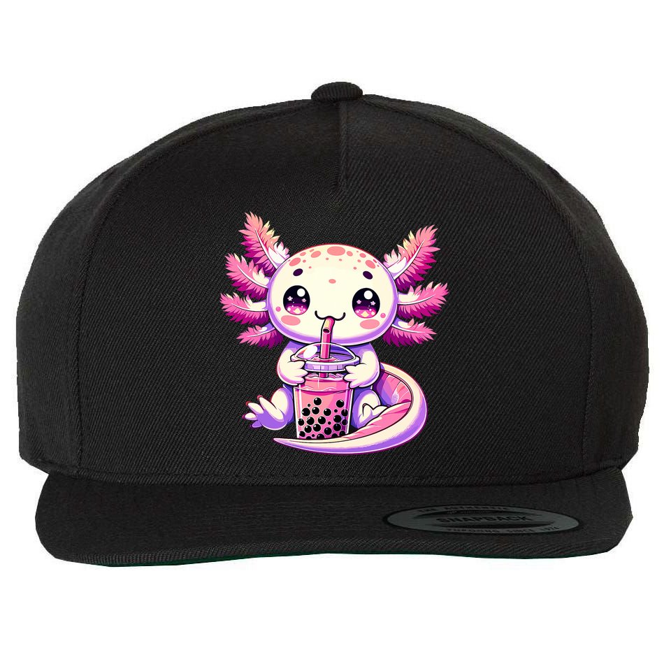 Axolotl Boba Tea Bubble Tea Anime Cute Kawaii Axolotl Wool Snapback Cap