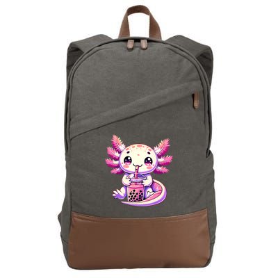 Axolotl Boba Tea Bubble Tea Anime Cute Kawaii Axolotl Cotton Canvas Backpack