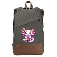 Axolotl Boba Tea Bubble Tea Anime Cute Kawaii Axolotl Cotton Canvas Backpack