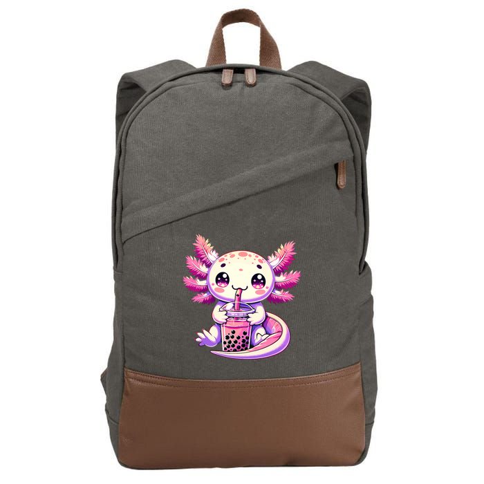 Axolotl Boba Tea Bubble Tea Anime Cute Kawaii Axolotl Cotton Canvas Backpack