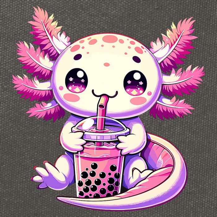 Axolotl Boba Tea Bubble Tea Anime Cute Kawaii Axolotl Cotton Canvas Backpack