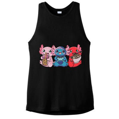 Axolotl Boba Tea Bubble Tea Gaming Gamer Ramen Axolotl  Ladies PosiCharge Tri-Blend Wicking Tank