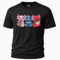 Axolotl Boba Tea Bubble Tea Gaming Gamer Ramen Axolotl  Cooling Performance Crew T-Shirt