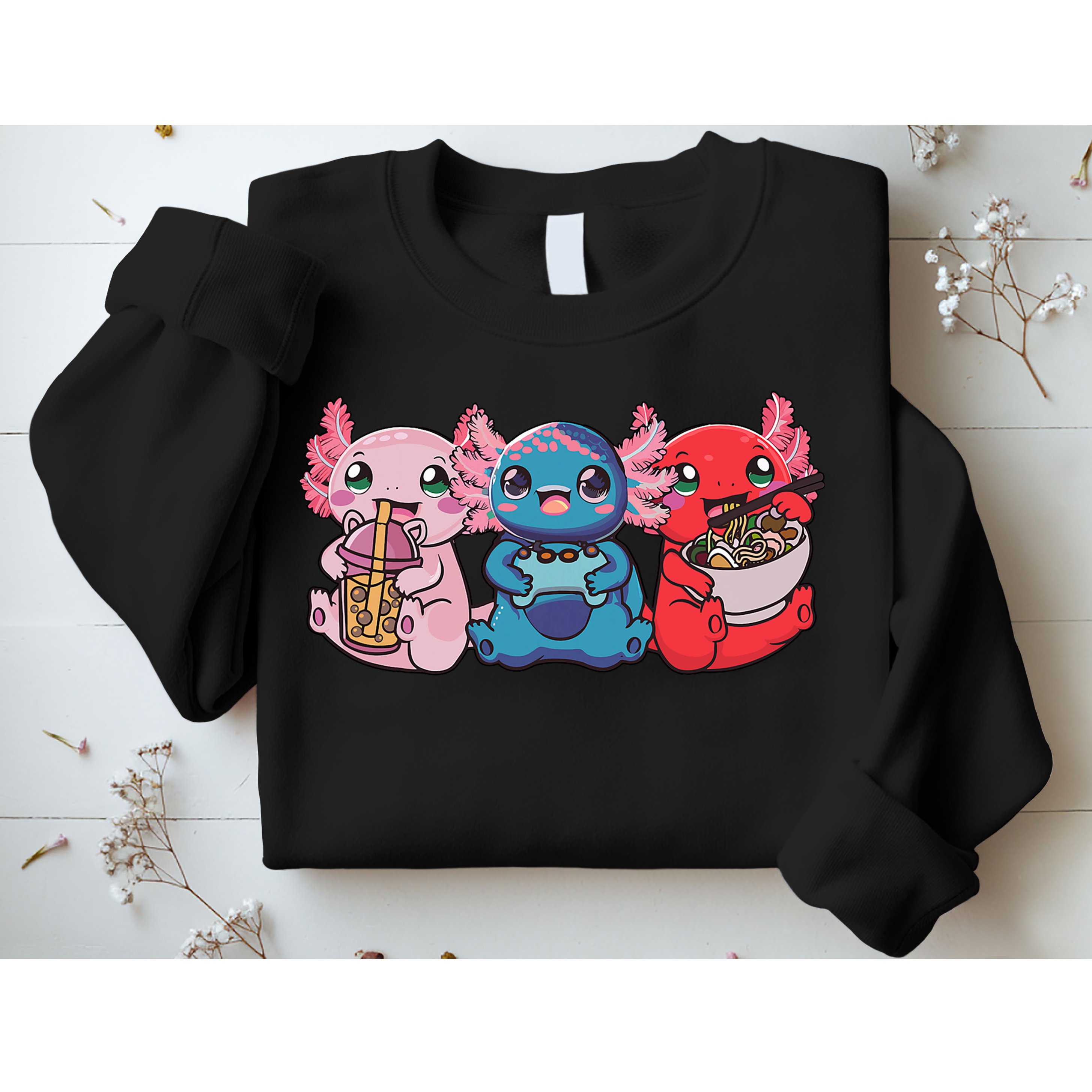 Axolotl Boba Tea Bubble Tea Gaming Gamer Ramen Axolotl  Sweatshirt