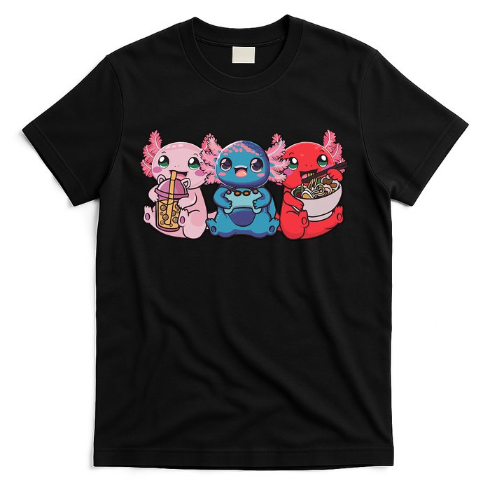 Axolotl Boba Tea Bubble Tea Gaming Gamer Ramen Axolotl  T-Shirt