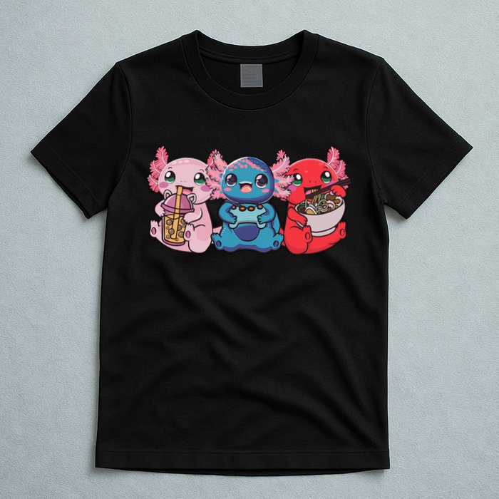 Axolotl Boba Tea Bubble Tea Gaming Gamer Ramen Axolotl  T-Shirt