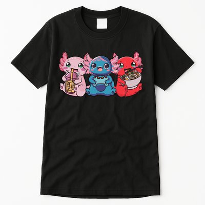 Axolotl Boba Tea Bubble Tea Gaming Gamer Ramen Axolotl  Tall T-Shirt
