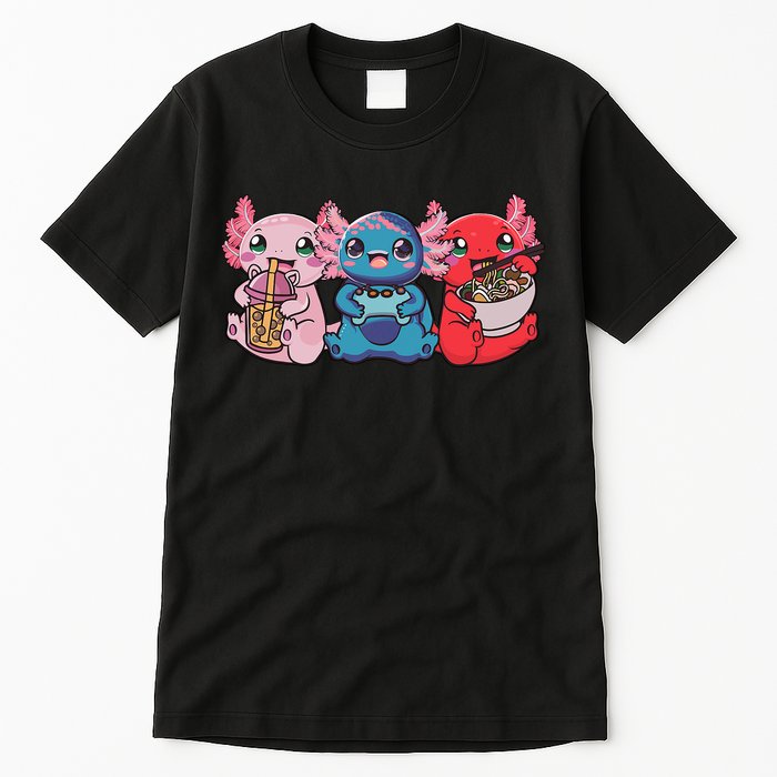 Axolotl Boba Tea Bubble Tea Gaming Gamer Ramen Axolotl  Tall T-Shirt