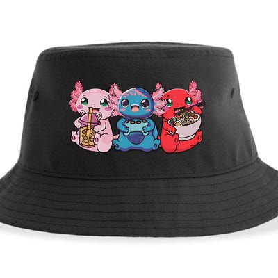 Axolotl Boba Tea Bubble Tea Gaming Gamer Ramen Axolotl  Sustainable Bucket Hat