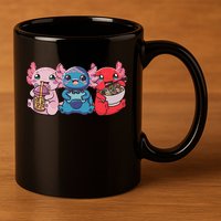 Axolotl Boba Tea Bubble Tea Gaming Gamer Ramen Axolotl  11oz C Handle Ceramic Mug