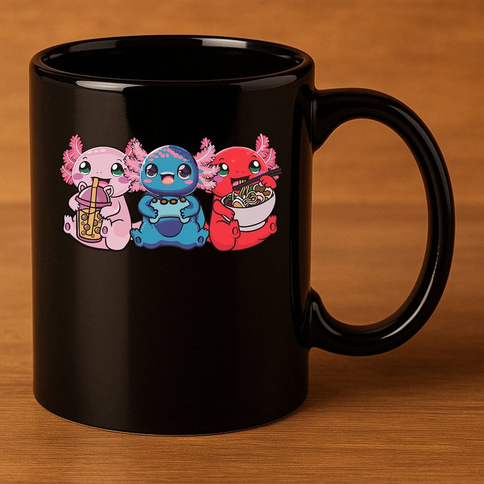 Axolotl Boba Tea Bubble Tea Gaming Gamer Ramen Axolotl  11oz C Handle Ceramic Mug