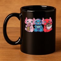 Axolotl Boba Tea Bubble Tea Gaming Gamer Ramen Axolotl  11oz C Handle Ceramic Mug
