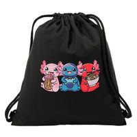 Axolotl Boba Tea Bubble Tea Gaming Gamer Ramen Axolotl  Drawstring Bag