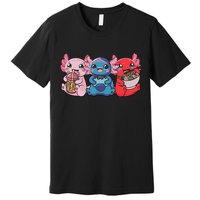 Axolotl Boba Tea Bubble Tea Gaming Gamer Ramen Axolotl  Premium T-Shirt
