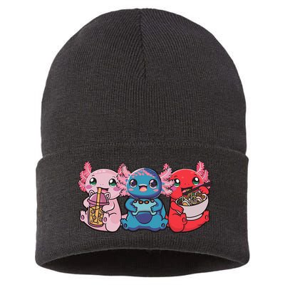 Axolotl Boba Tea Bubble Tea Gaming Gamer Ramen Axolotl  Sustainable Knit Beanie